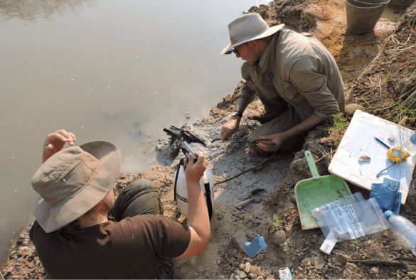 A photograph of University of Liverpool archaeologists working at a site in Africa