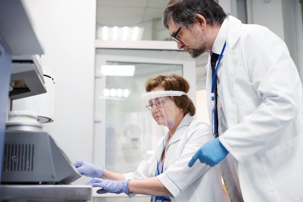 A photograph of scientists working in their lab