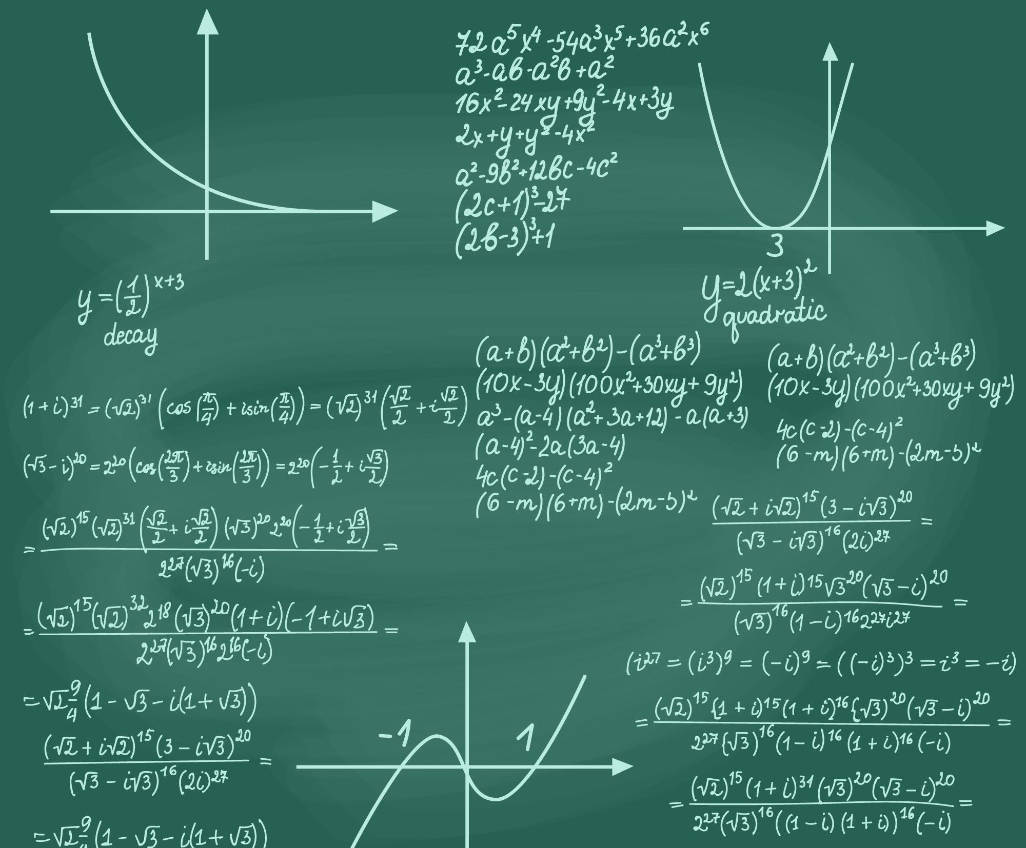 A photograph of equations on a blackboard