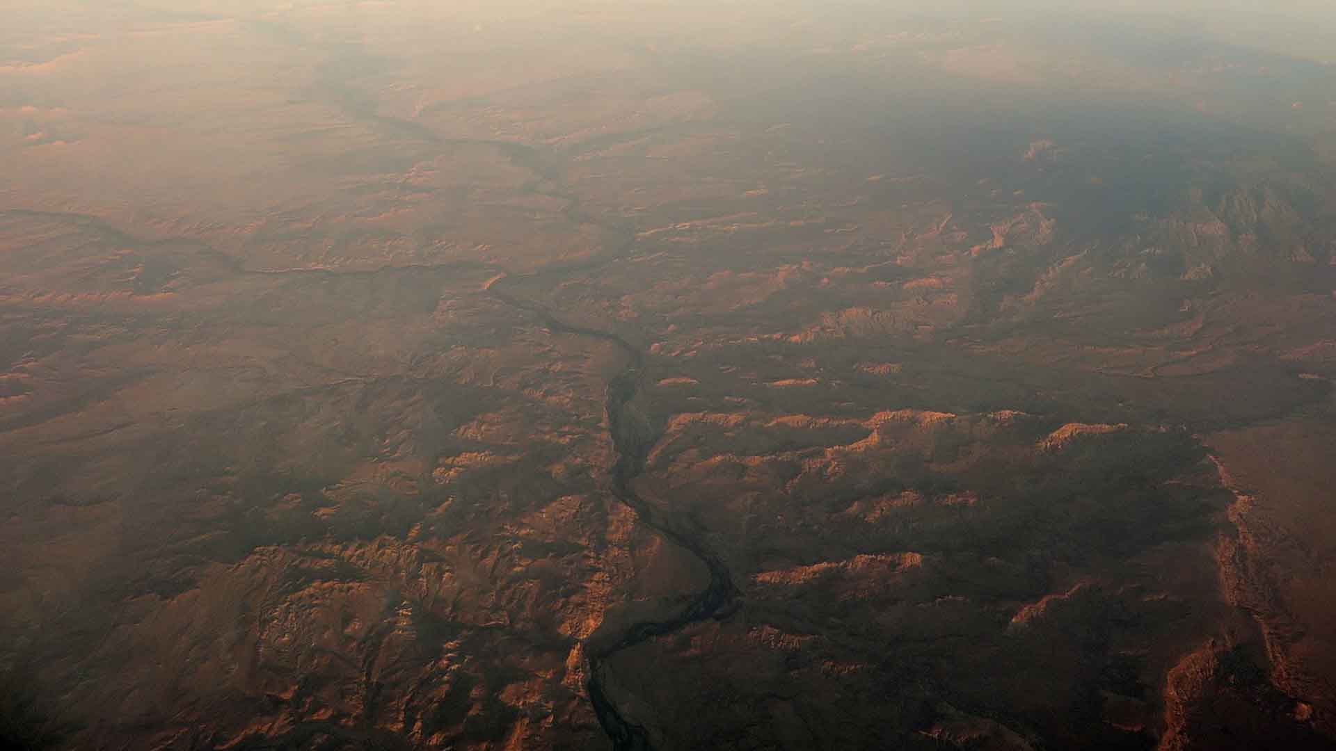 Aerial shot of San Juan River and Carrizo Mountains