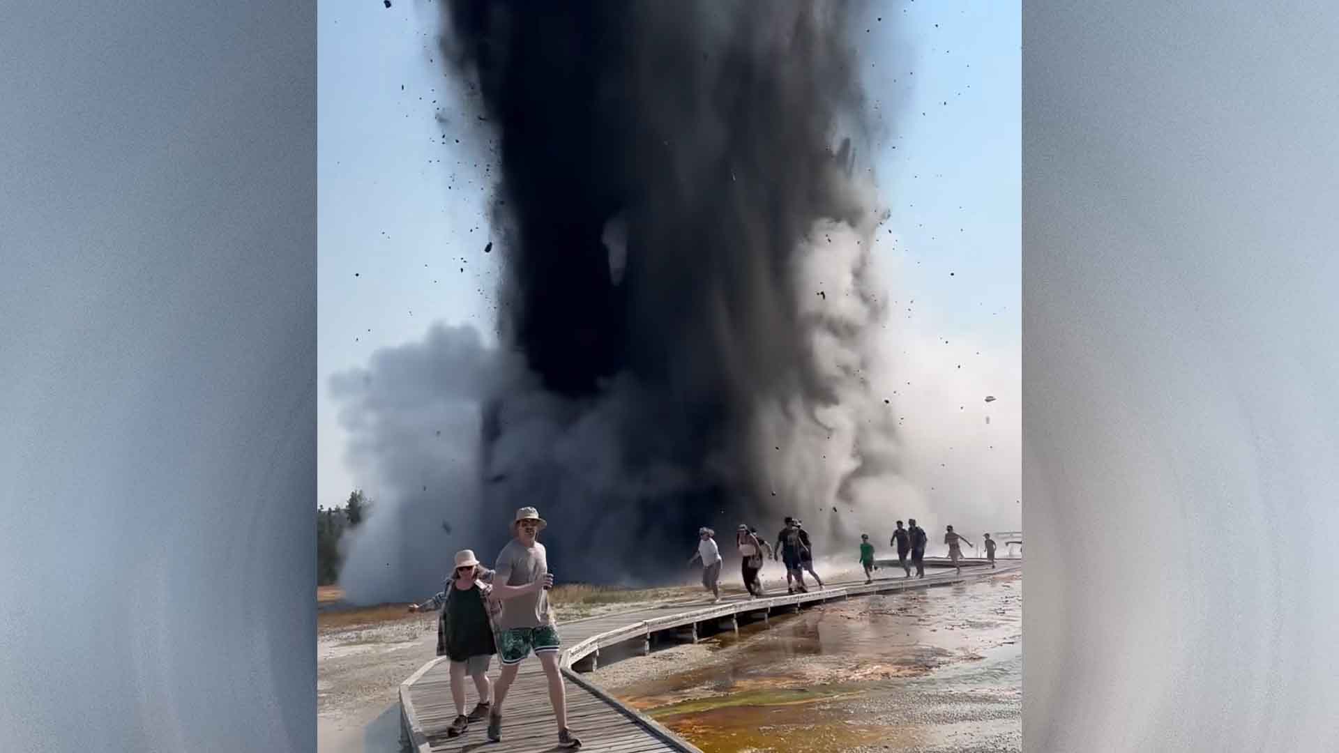 Yellowstone Visitors Run for Cover as Geyser Explodes Near Old Faithful