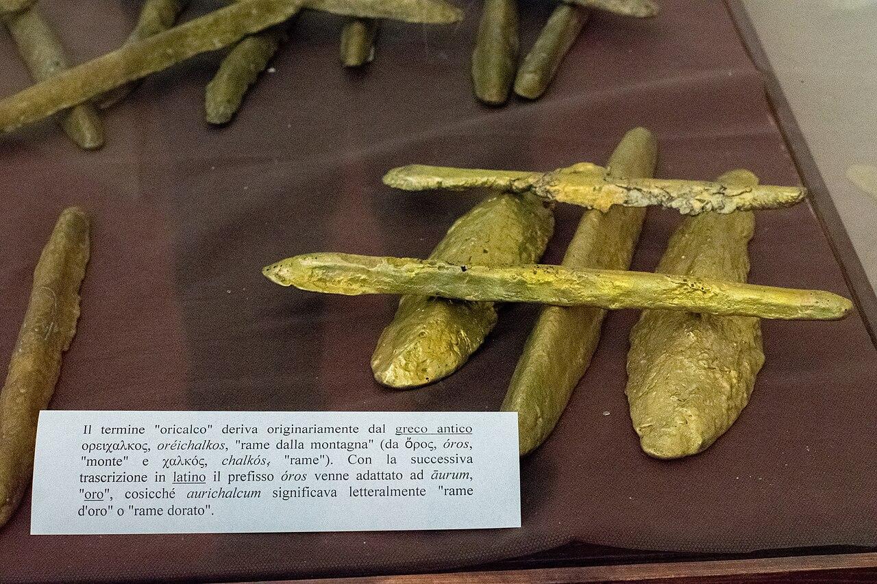 A photograph of the Orichalcum ingots discovered near Sicily