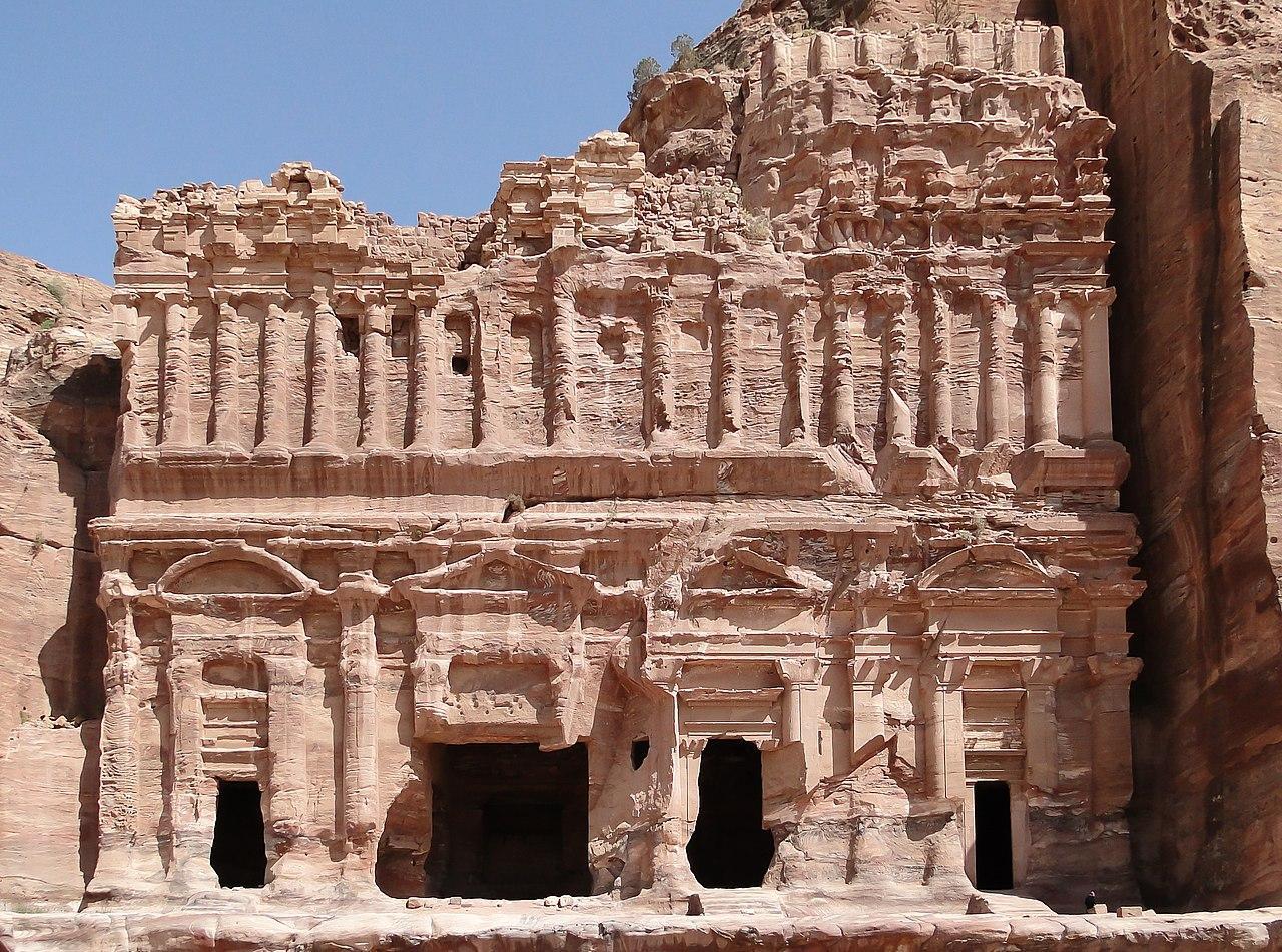 A tomb carved into sandstone