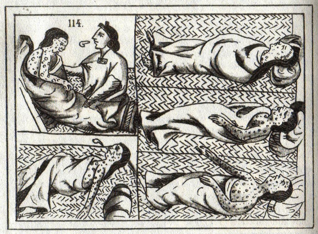 A 16th-century drawing depicting the victims of smallpox