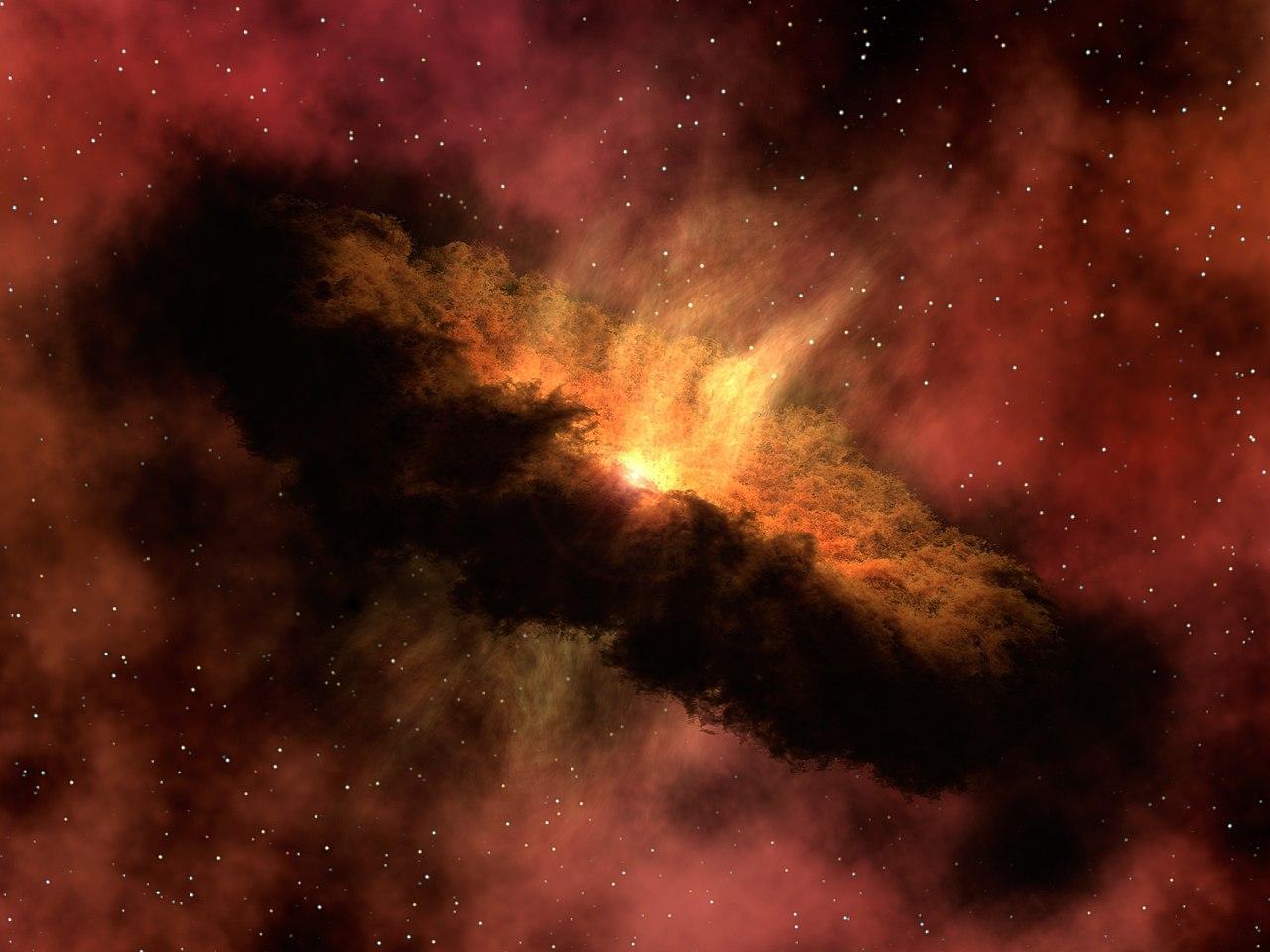 An artist’s depiction of a large black hole in space