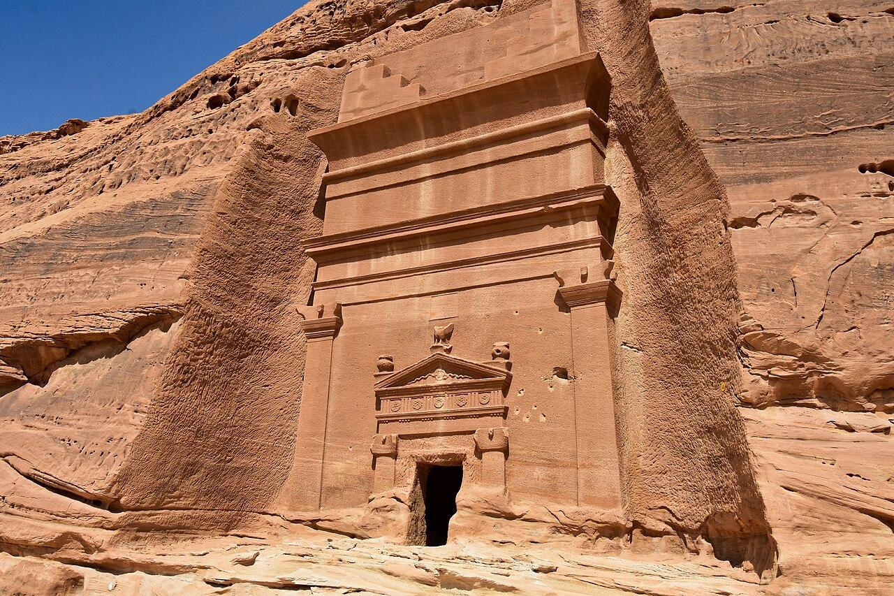 A photograph of a large tomb at Hegra