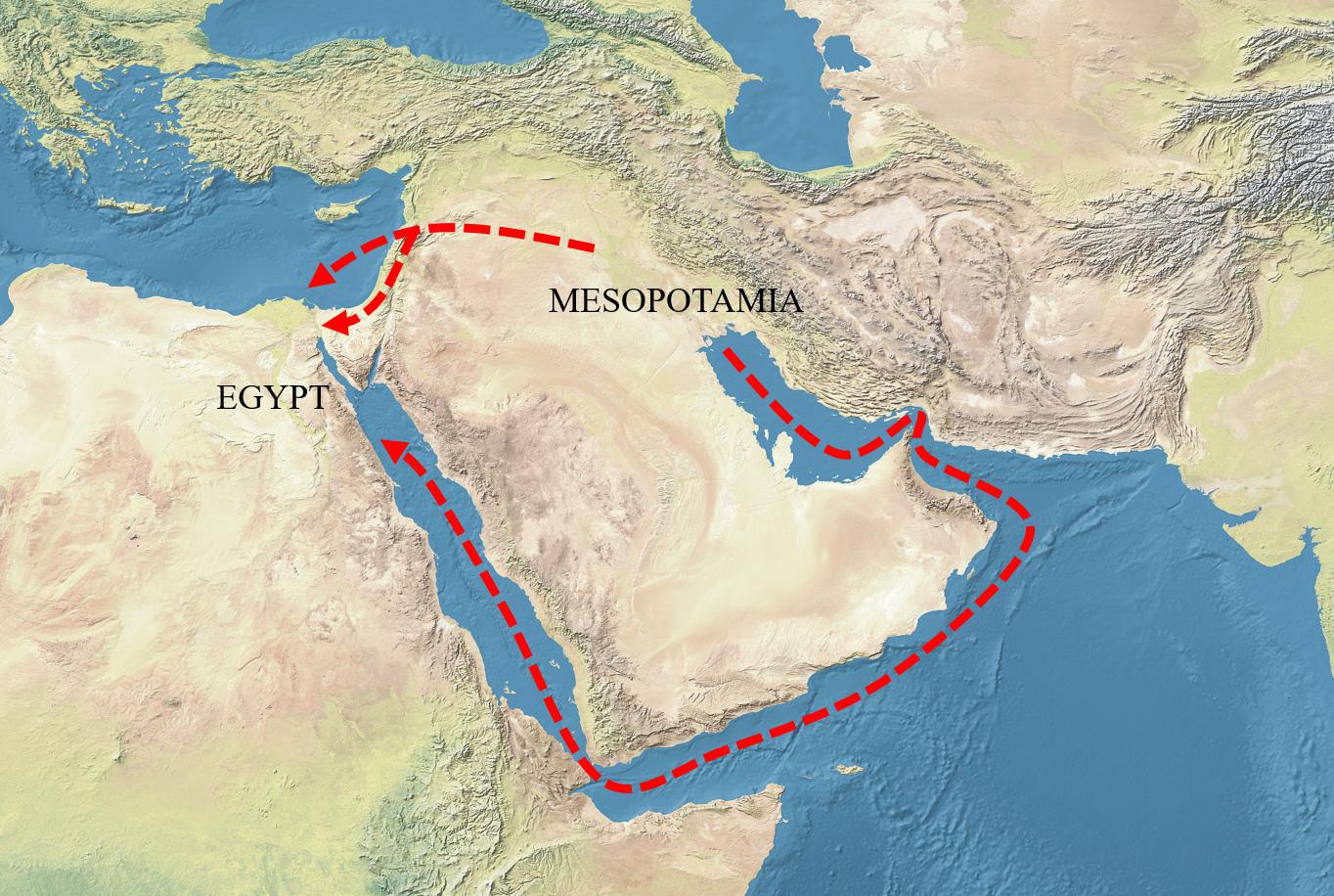 A map showing the ancient boundaries of Mesopotamia