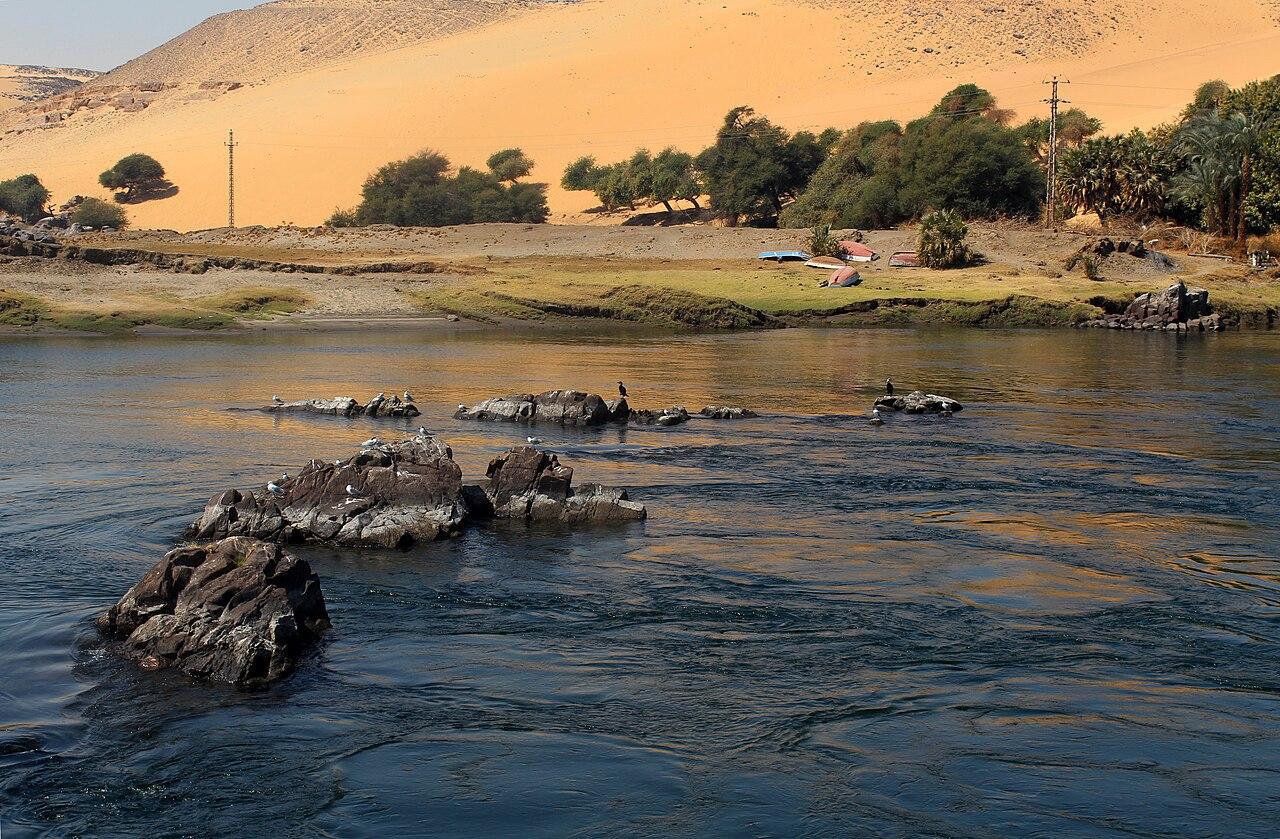 A photograph of a river in Aswan, Egypt