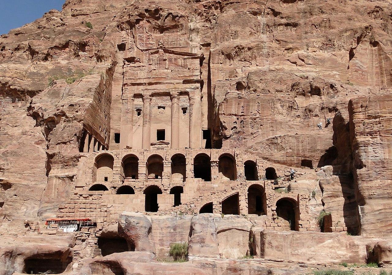 A photograph of a large tomb at Petra
