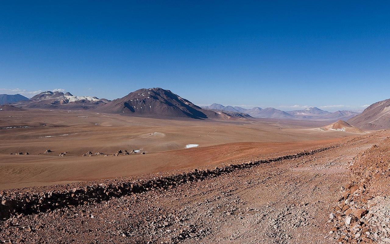 A portion of the Atacama desert pictured during a hot day
