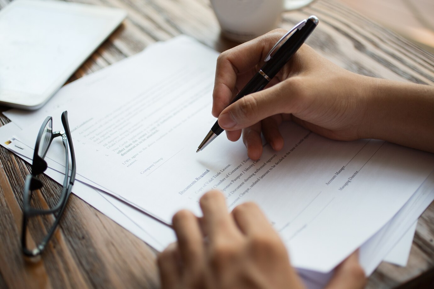 Businessman examining papers