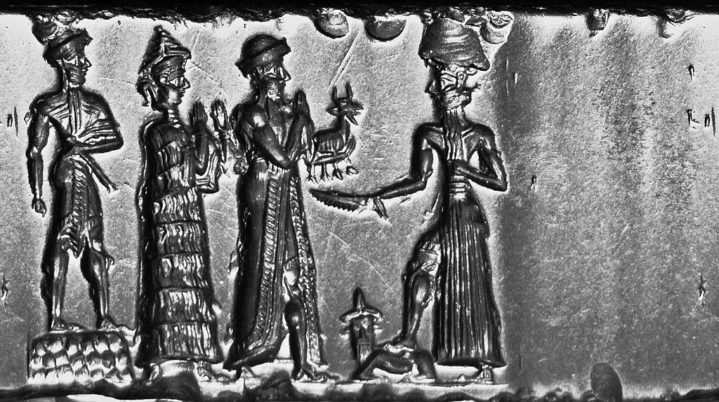 A depiction of Babylonians on a small tablet