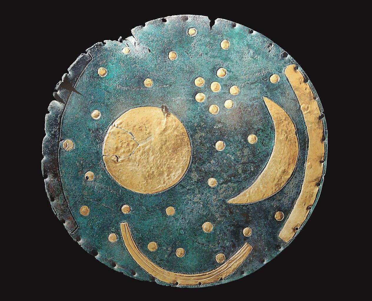 A photograph of the Nebra Sky disc from Germany
