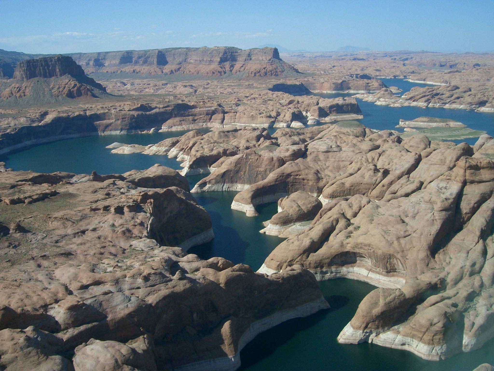A photograph of Lake Powell taken from the sky