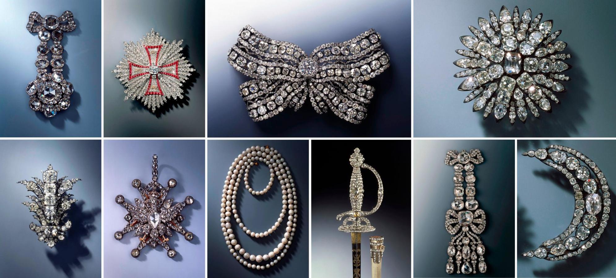 Several photographs of the many pieces within the Dresden jewelry collection