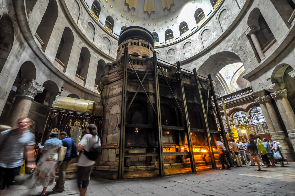Aedicule which supposedly encloses the tomb of Jesus in the Church of the Holy Sepulchre