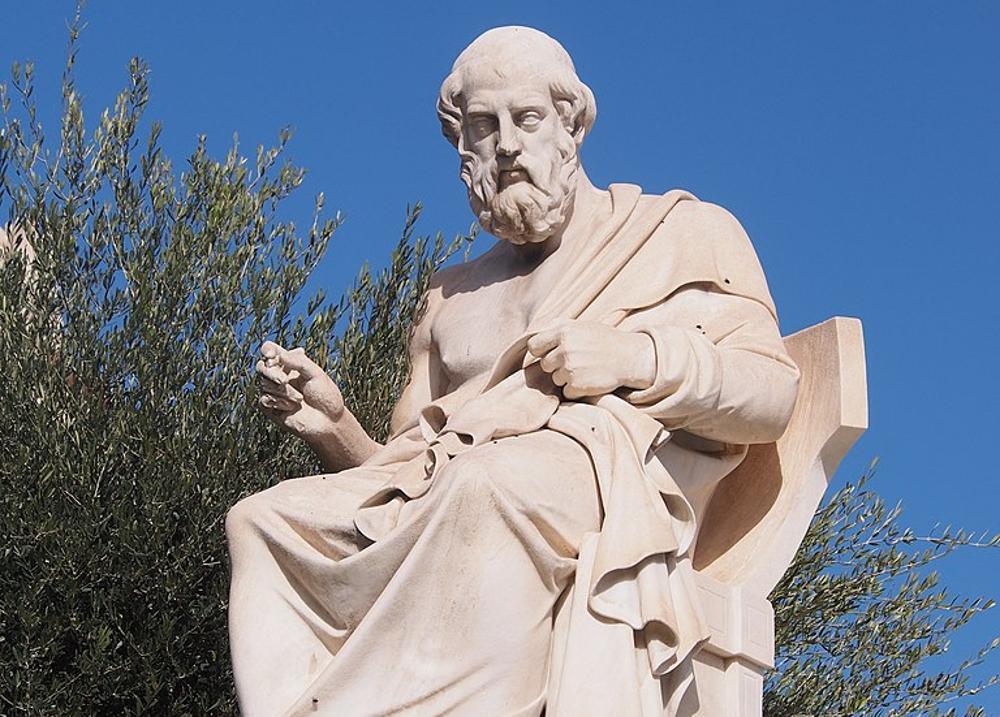 A statue of Plato pictured during a clear day