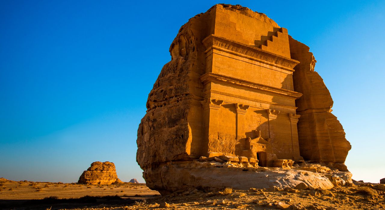 A photograph of a large tomb at Hegra