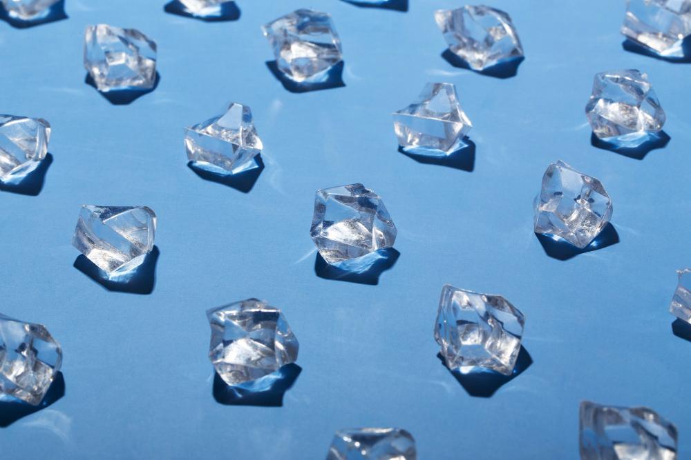 A photograph of numerous large diamonds