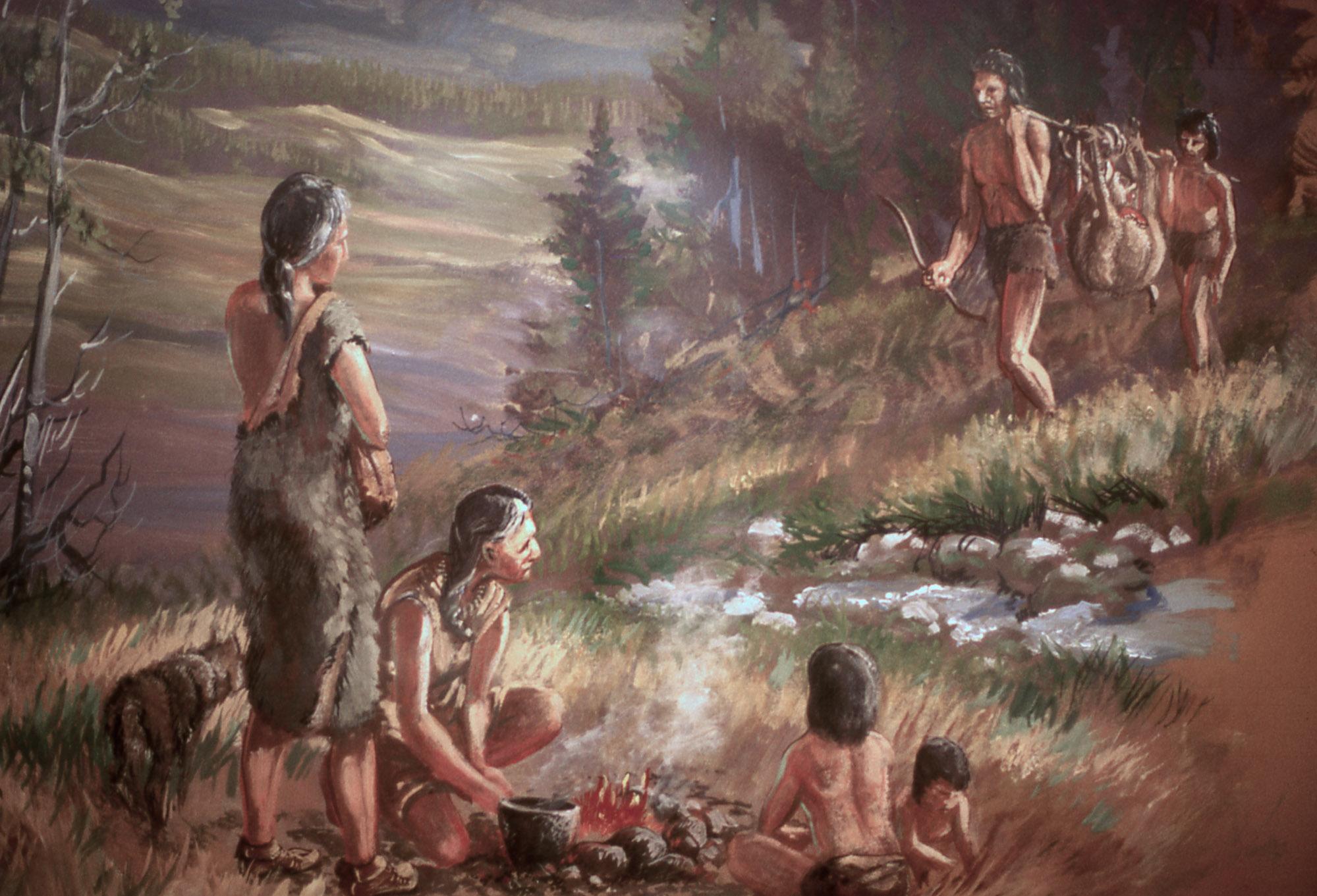 An artist's depiction of ancient humans