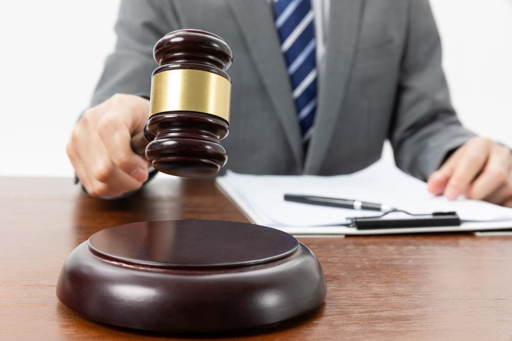 A photograph of a judge with his hammer