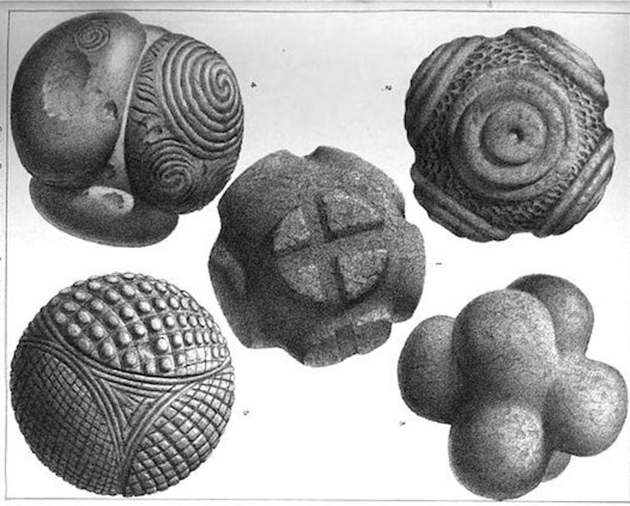 A photograph of several petrospheres shared in an academic journal
