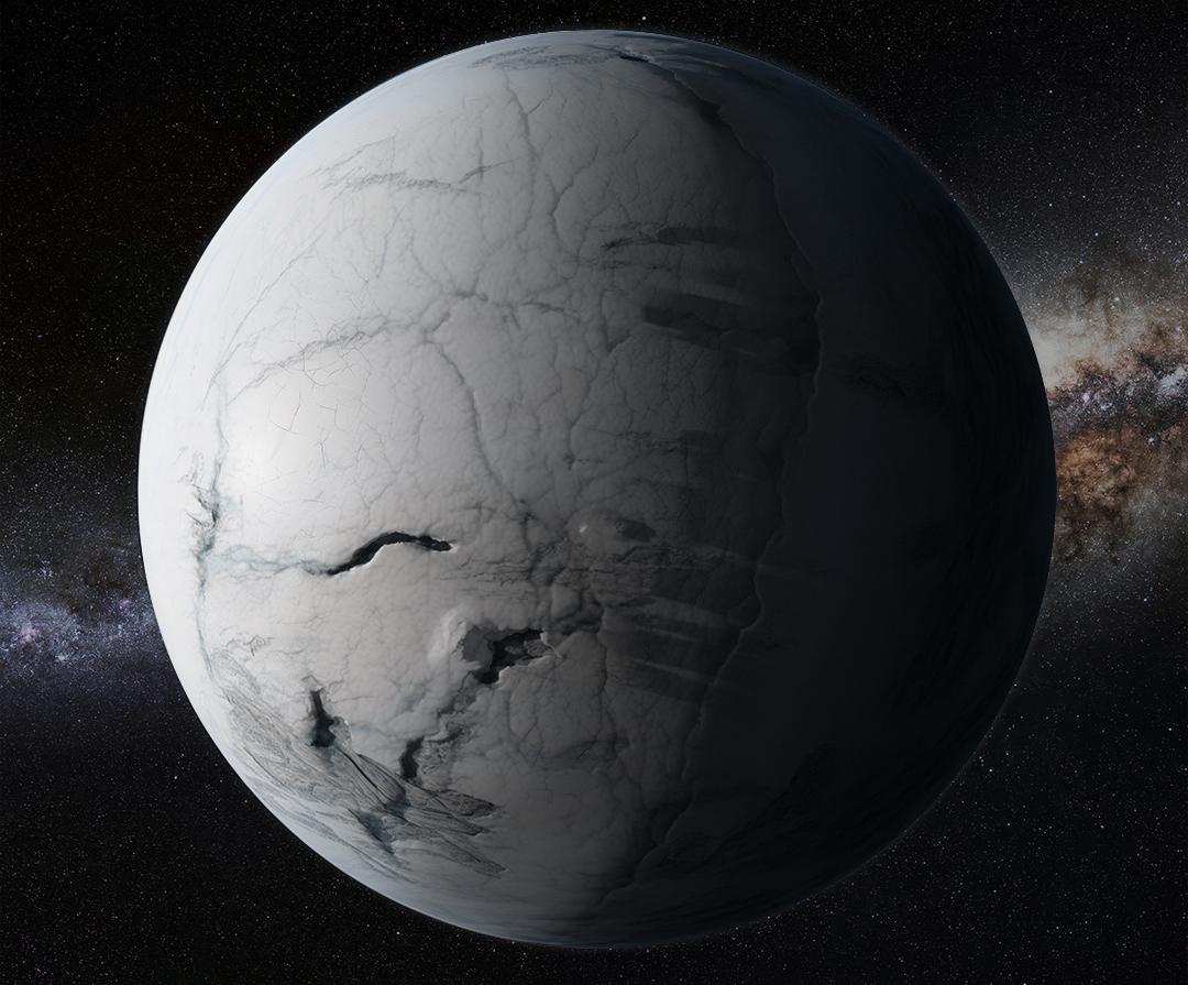 A photograph of an ice planet
