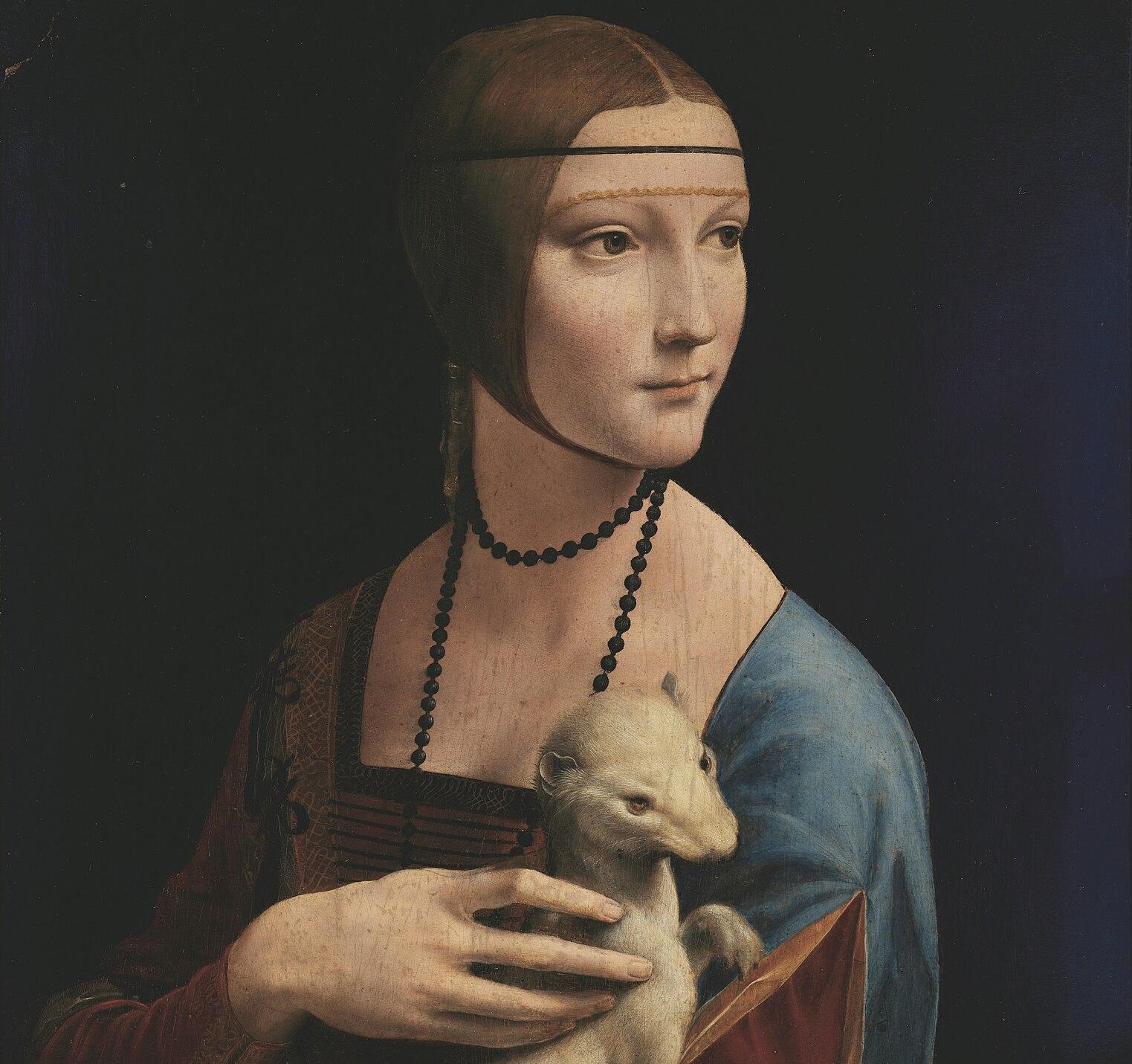 A photograph showcasing Leonardo da Vinci’s Lady with an Ermine