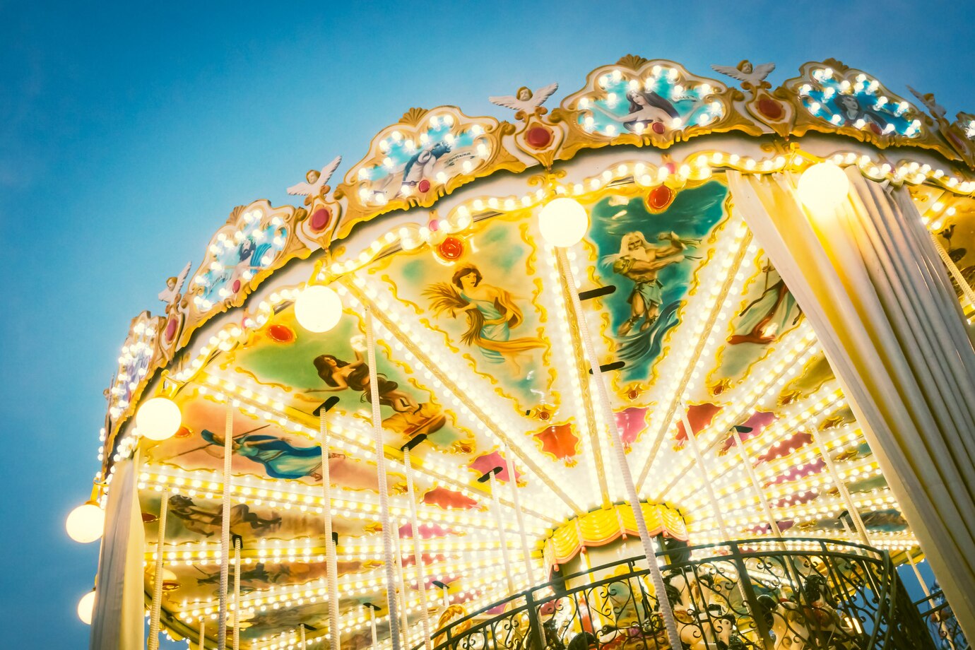 Merry-go-round from a low angle