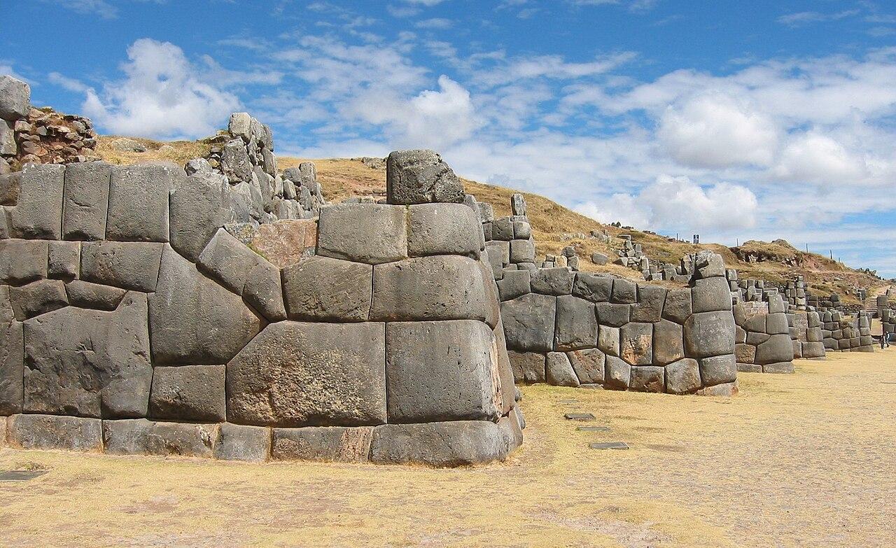 A photograph of the enormous stone walls at Sacsayhuaman in Peru