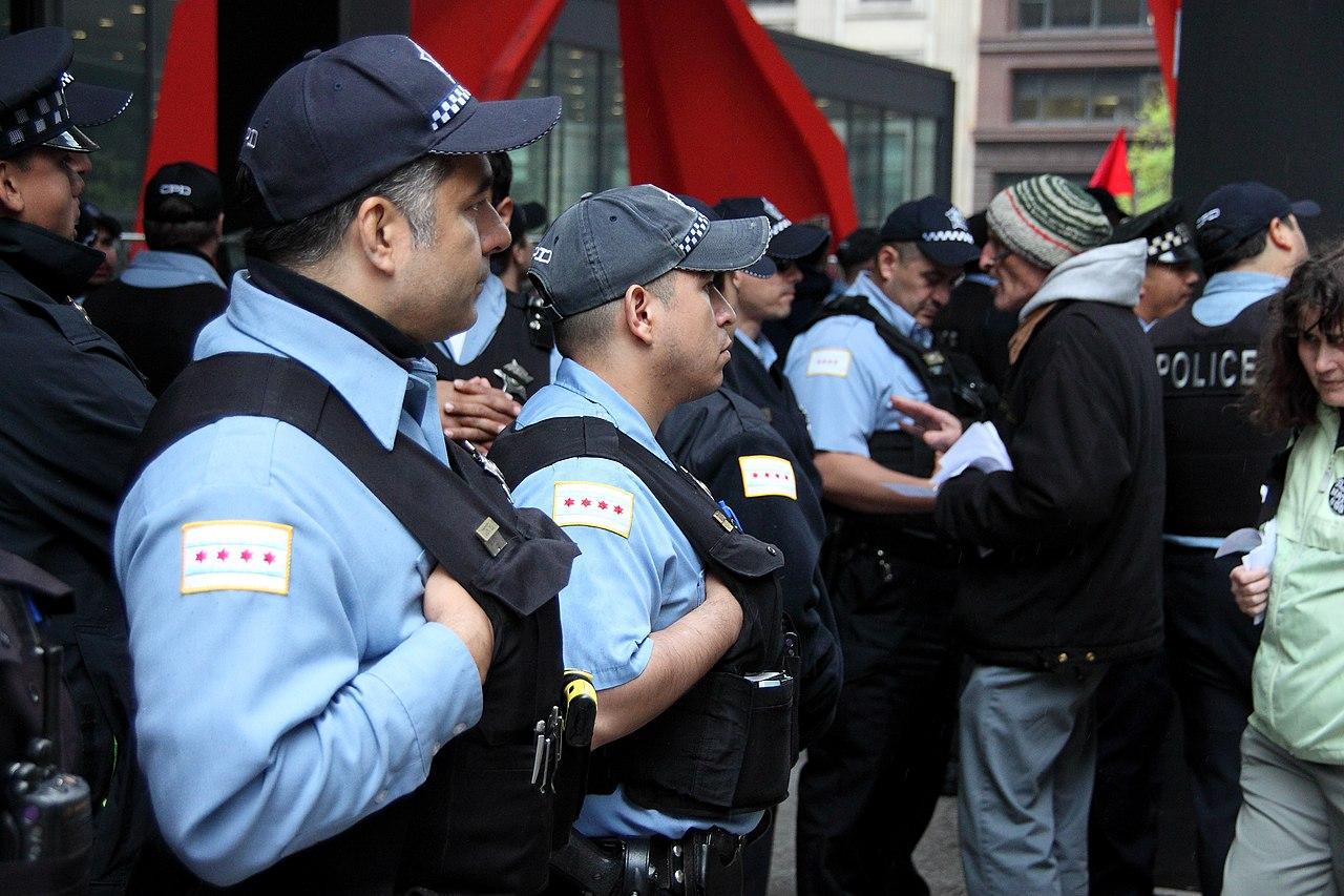 A photograph of Chicago police officers on duty