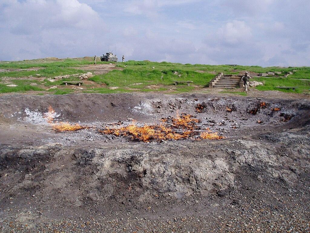 A photograph of the eternal flame in Kirkuk