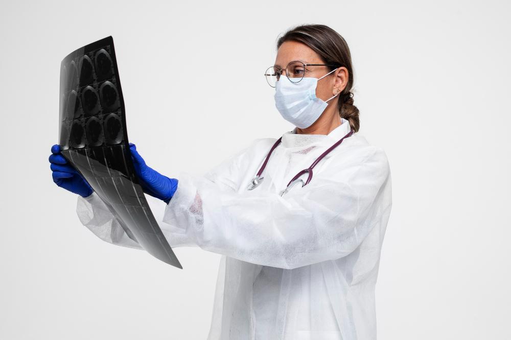 A scientist is pictured chekcing the results of an X-ray scan