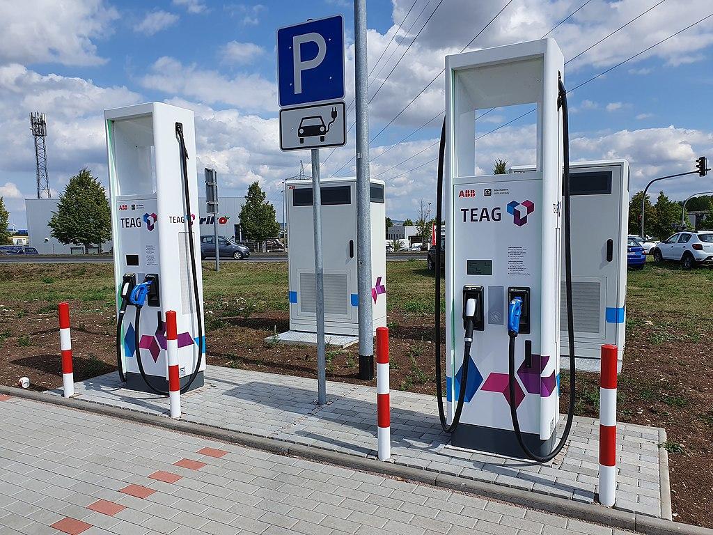 A photograph of a brand-new charging station