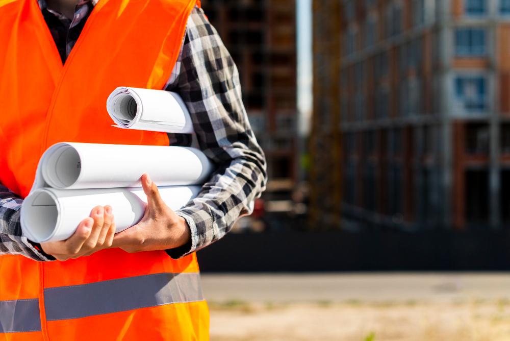 A photograph of a construction site worker