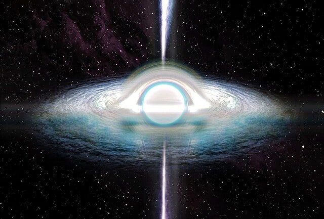 Artist's depiction of a white hole in space