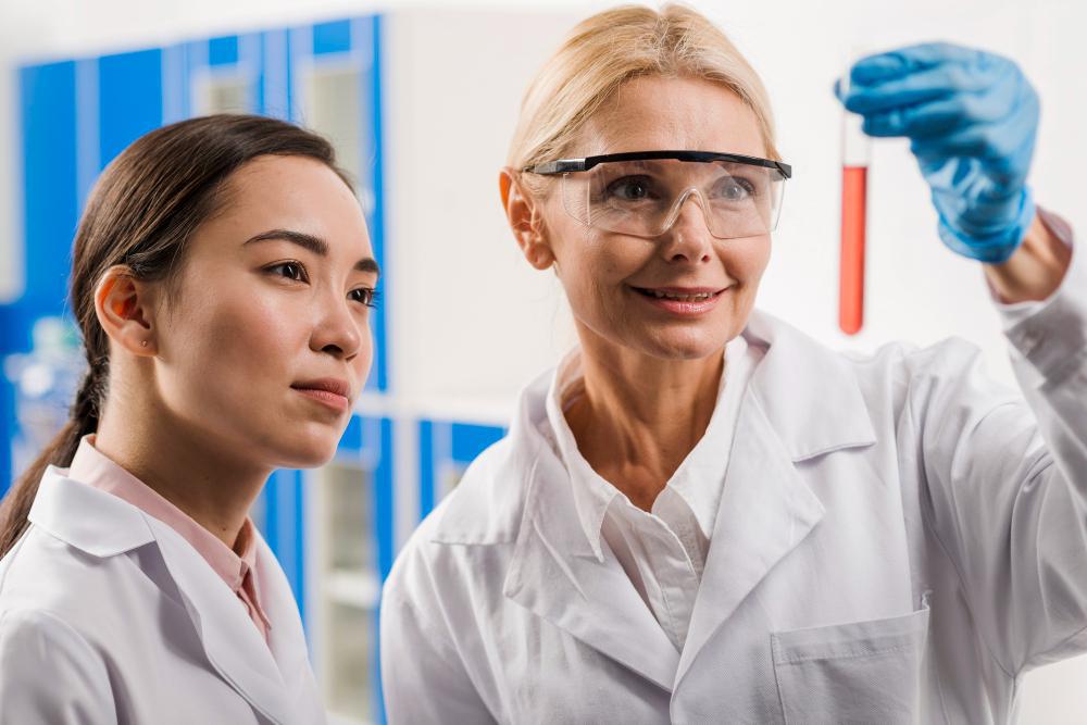A photograph of various scientists working in their lab