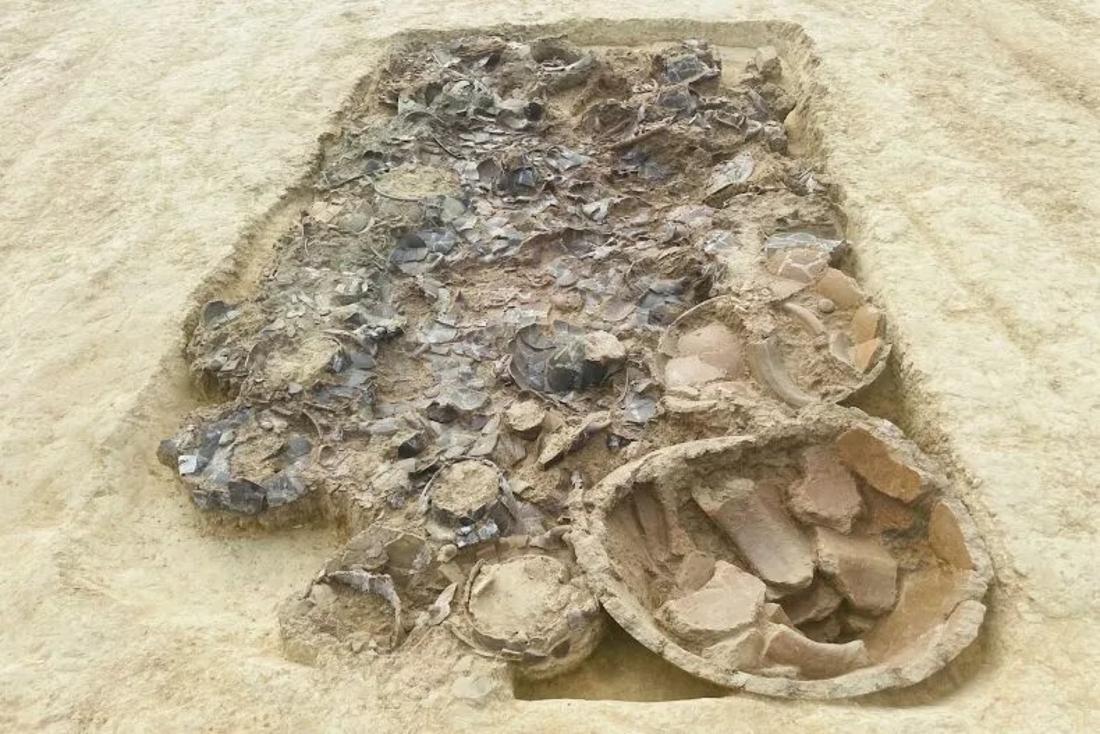 The grave discovered by archaeologists at the Corinaldo Necropolis
