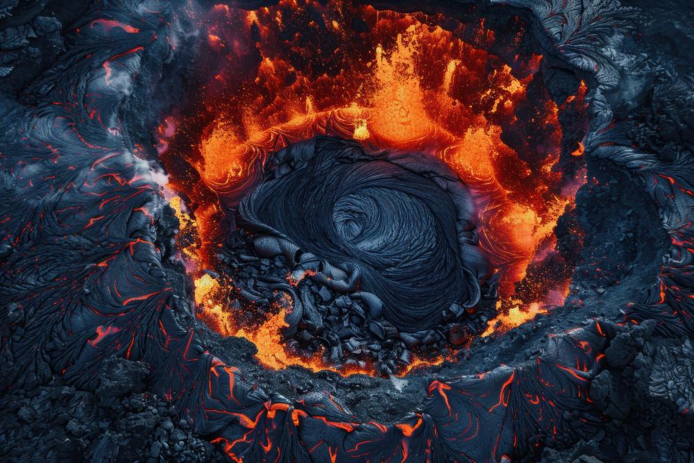 An artist's depiction of magma floating within a planet