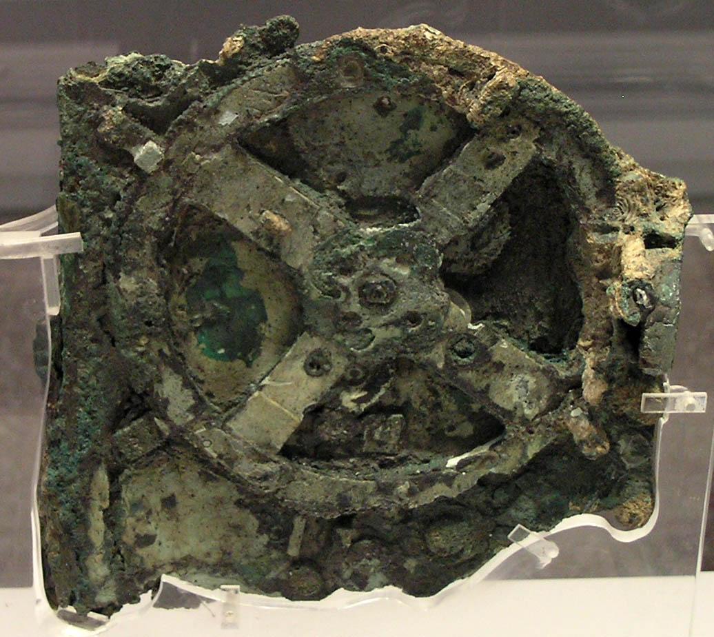 A photograph of the Antikythera Mechanism