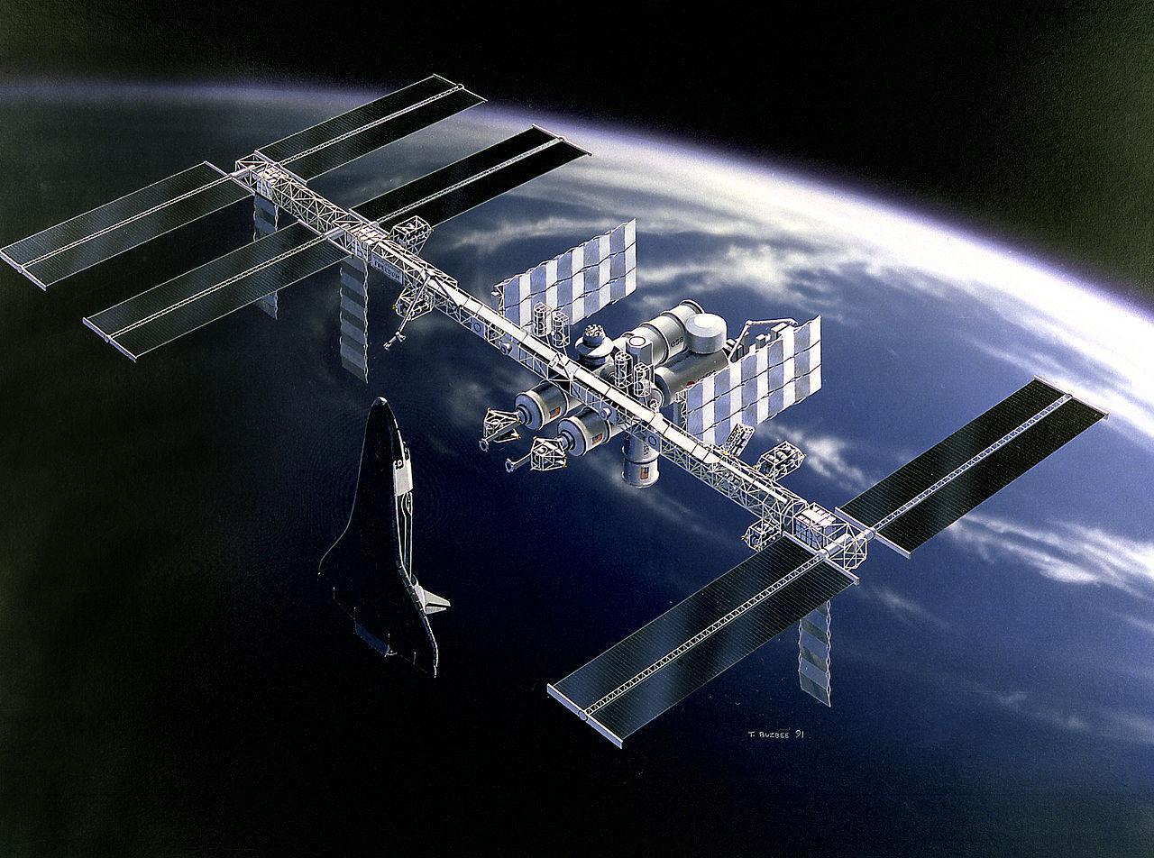 An artist's depiction of a large space station