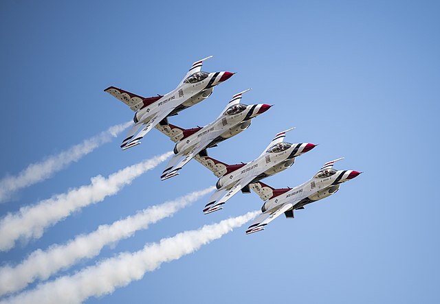 4 US Air Force aircraft flying side by side