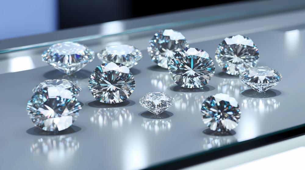 Several large diamonds pictured on a counter
