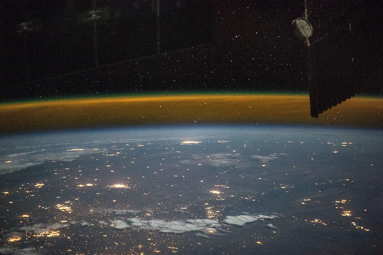 A photograph of the Karman line from space
