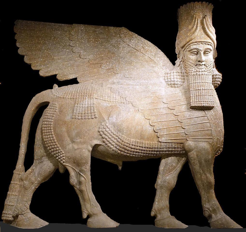 A photograph of the Assyrian deity Lamassu