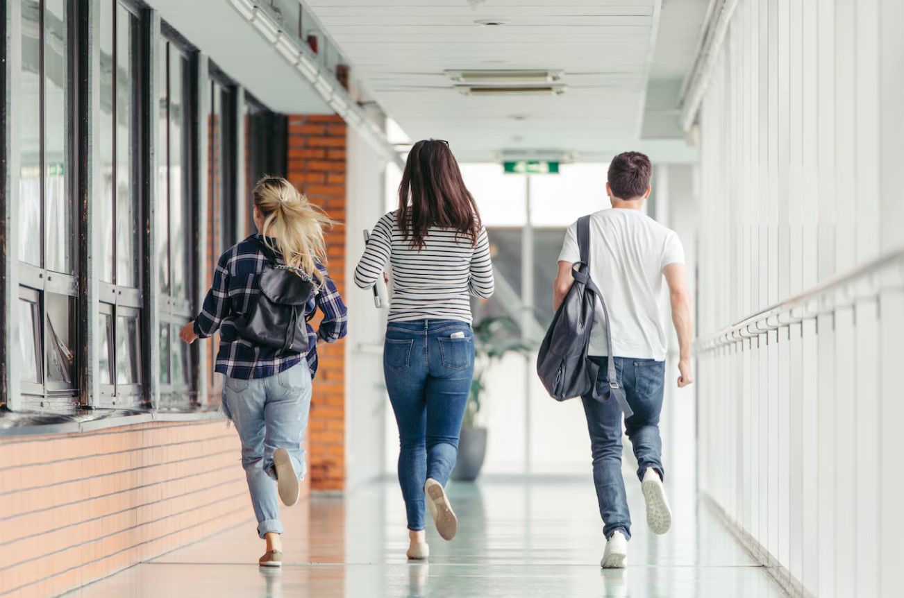 Students in hallway of school