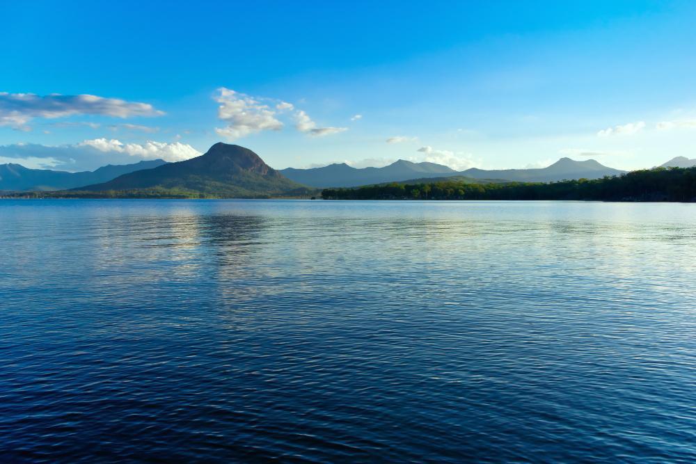 A photograph of a small lake