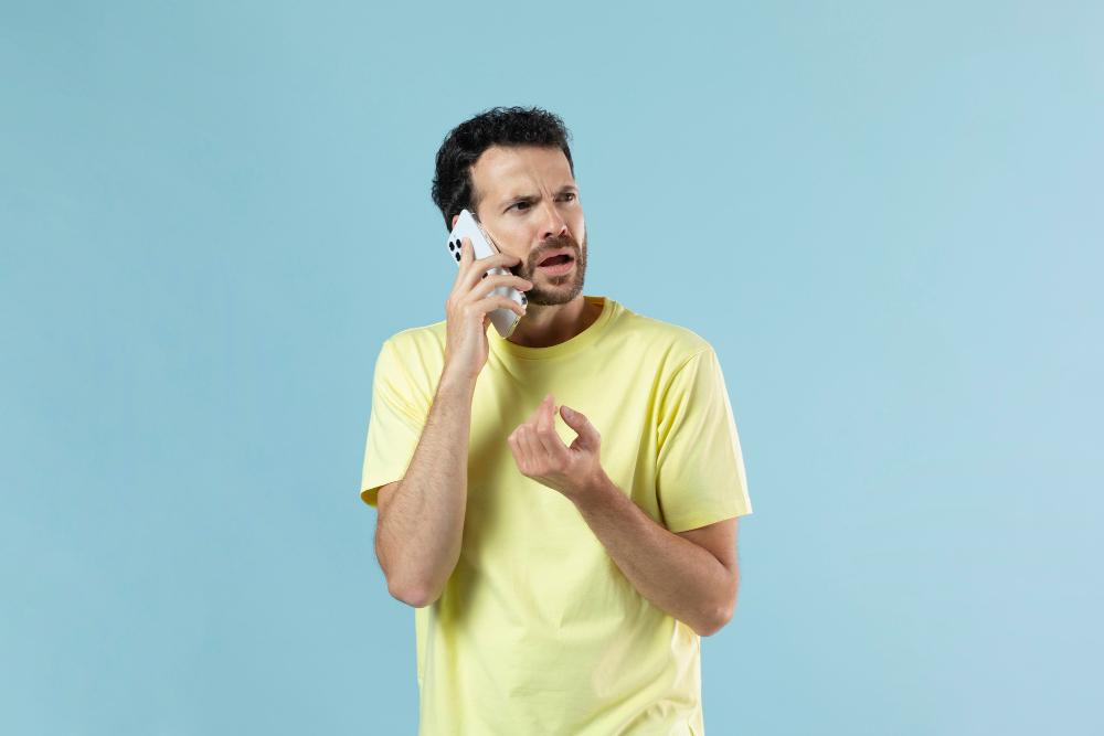 A man is pictured while using his phone to make a call