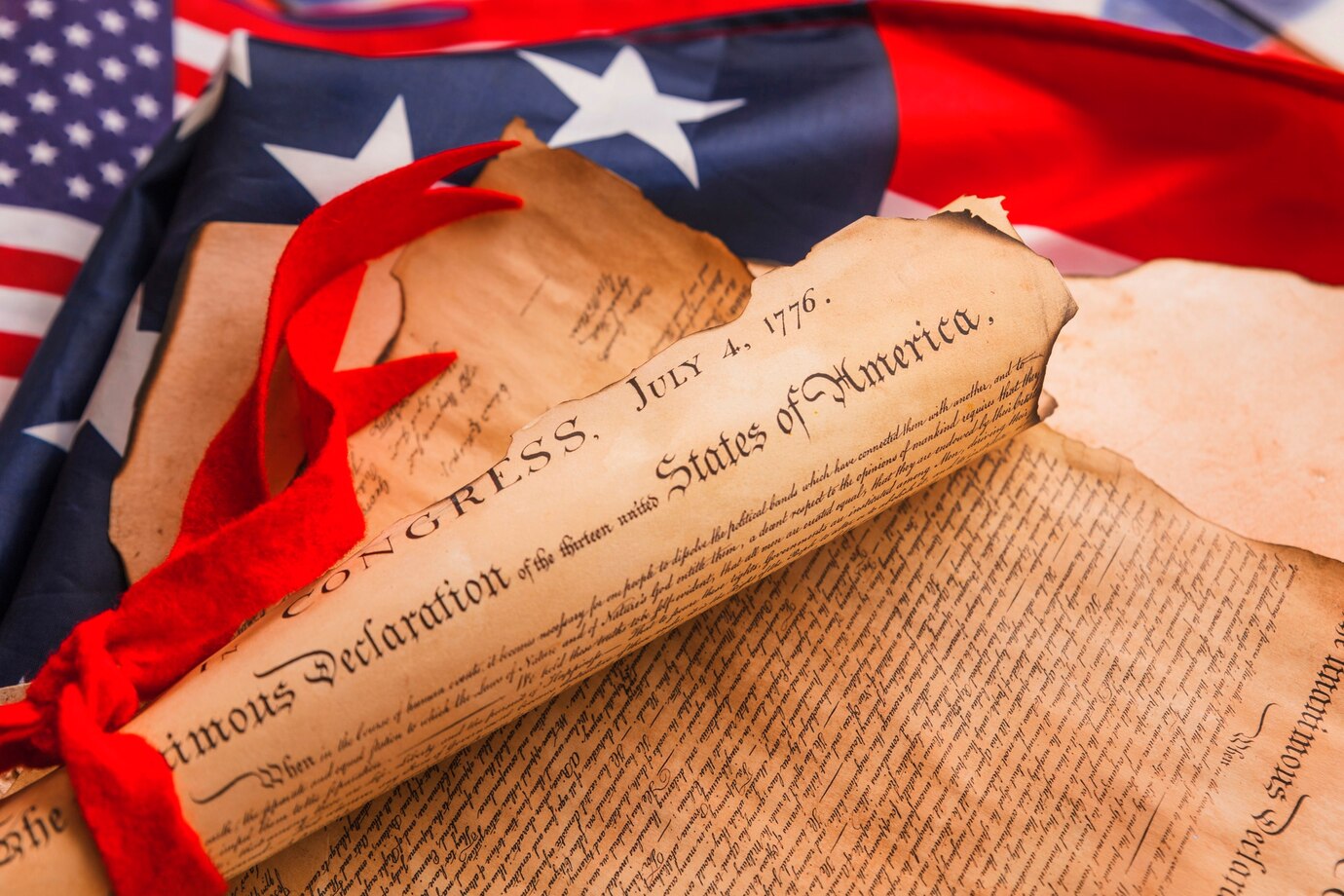 USA Independence Day concept with declaration of independence