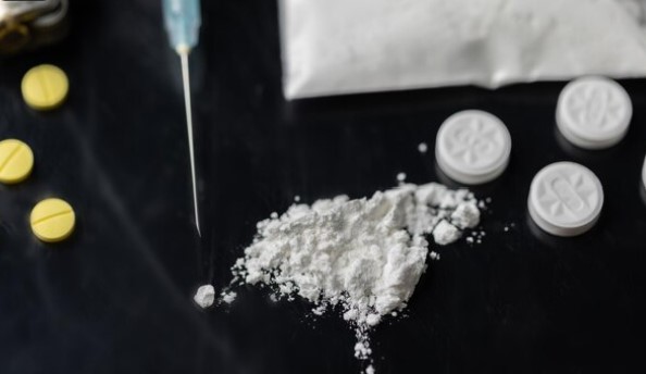 Drugs on a dark table